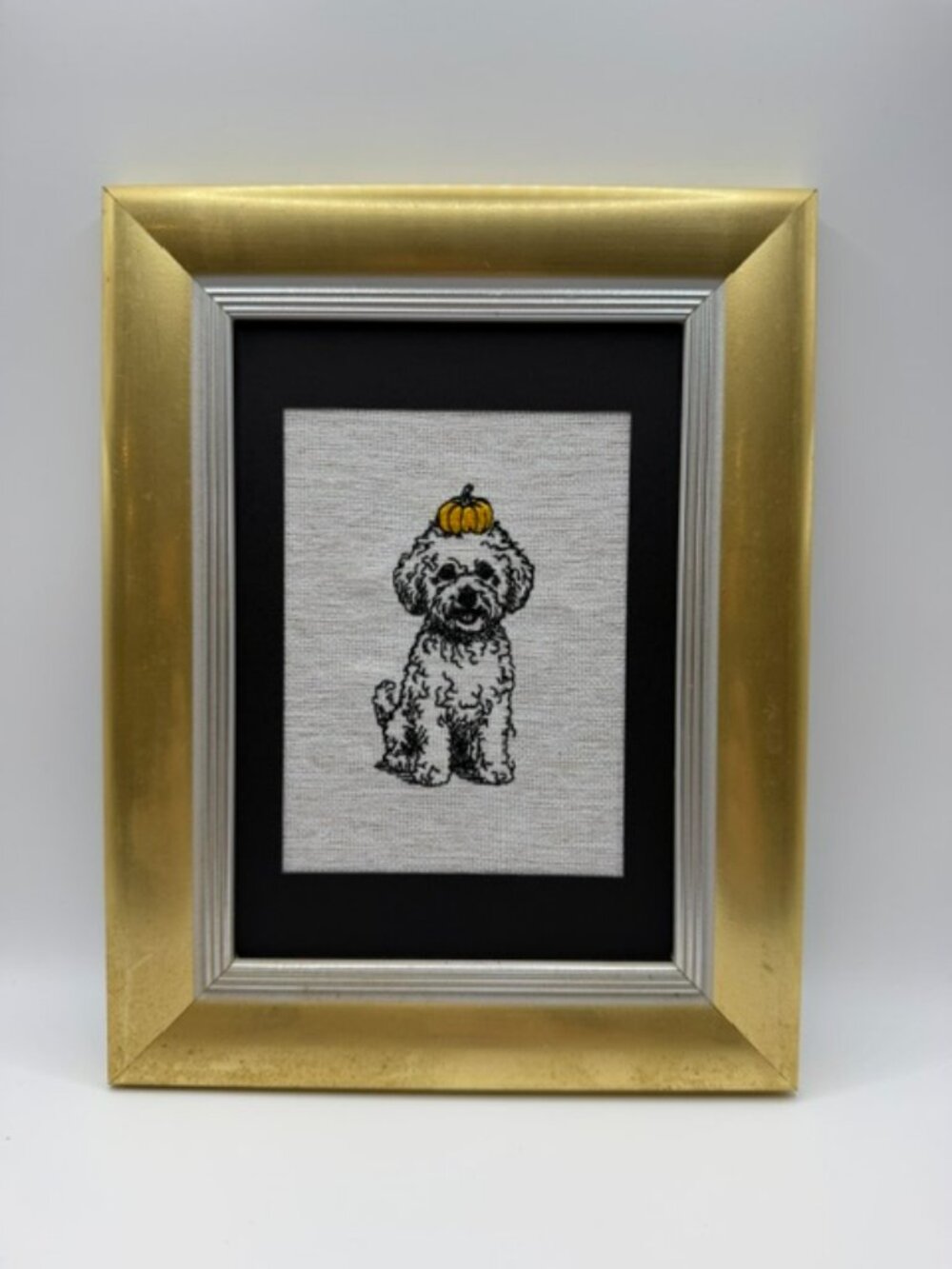 Homemade Bat Dog Embroidery Art 5X7